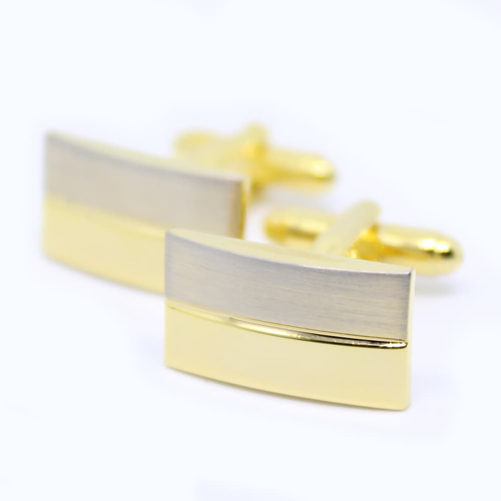Rechthoekige manchetknoop, goud met zilver