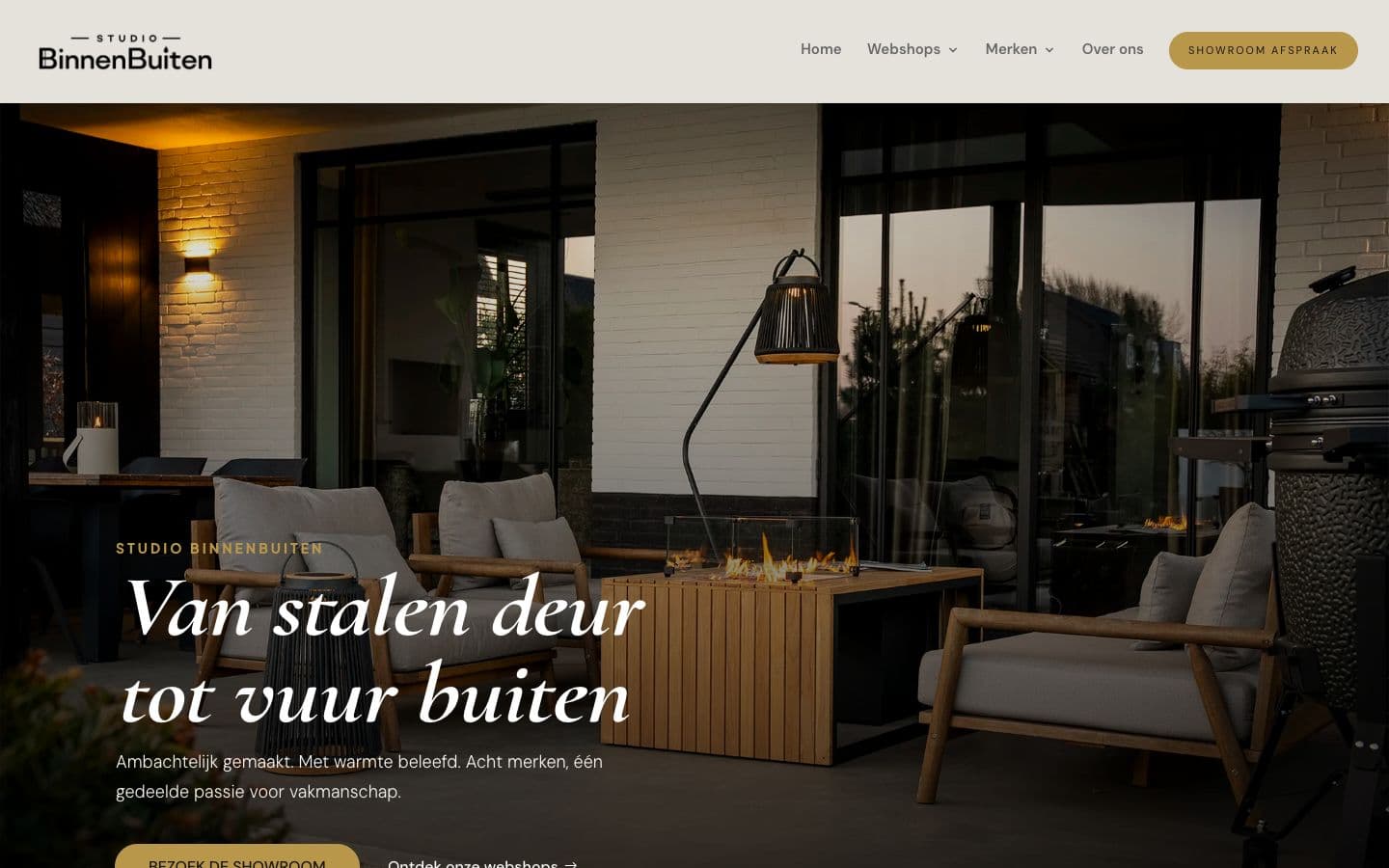 Screenshot van de website van Studio BinnenBuiten