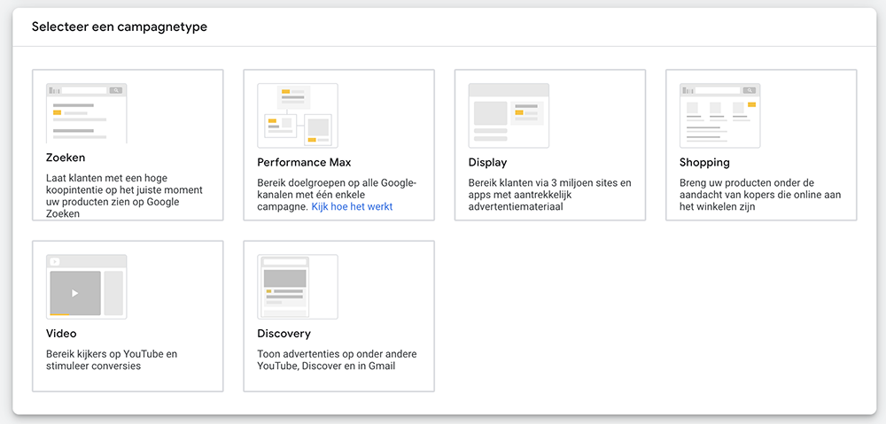 Kies het juiste Google Ads campagnetype uit