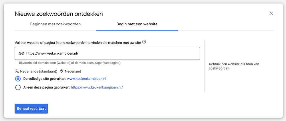 Analyseer de zoekwoorden van de concurrent